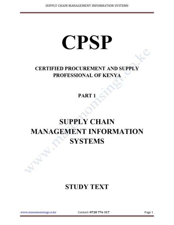 SUPPLY CHAIN MANAGEMENT INFORMATION SYSTEMS NOTES