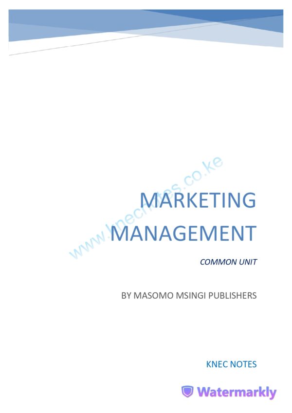 MARKETING MANAGEMENT NOTES