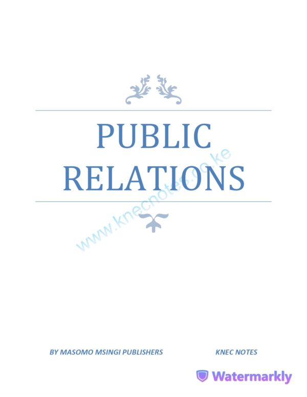 PUBLIC RELATIONS NOTES