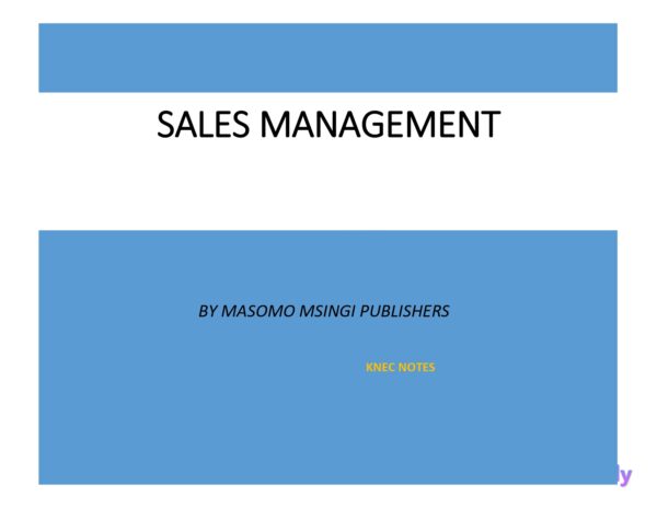 SALES MANAGEMENT NOTES