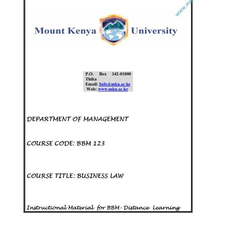 BUSINESS LAW NOTES (MKU)