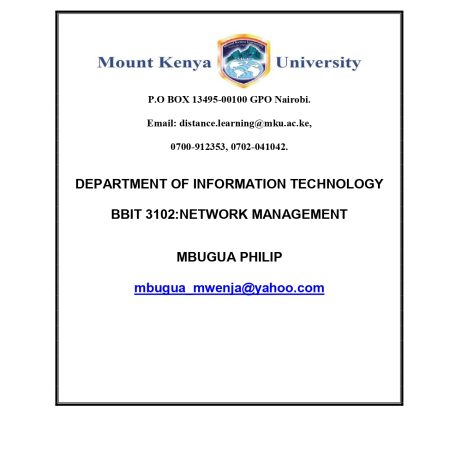 NETWORK MANAGEMENT NOTES (MKU)
