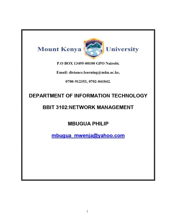 NETWORK MANAGEMENT NOTES (MKU)