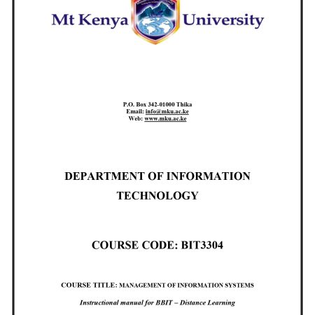 MANAGEMENT OF INFORMATION SYSTEMS NOTES (MKU)