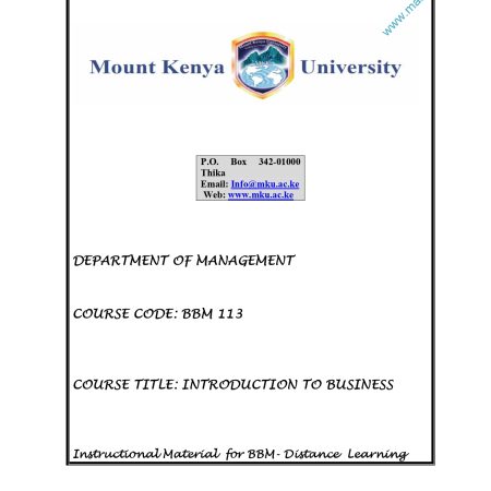 INTRODUCTION TO BUSINESS STUDIES NOTES (MKU)