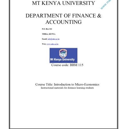 INTRODUCTION TO MICRO-ECONOMICS NOTES (MKU)