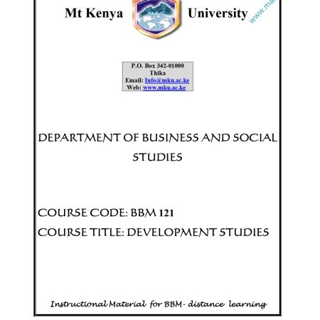 DEVELOPMENT STUDIES NOTES (MKU)