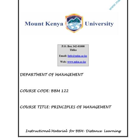 PRINCIPLES OF MANAGEMENT NOTES (MKU)