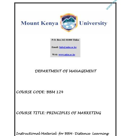 PRINCIPLES OF MARKETING NOTES (MKU)