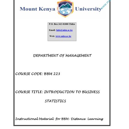 INTRODUCTION TO BUSINESS STATISTICS NOTES (MKU)