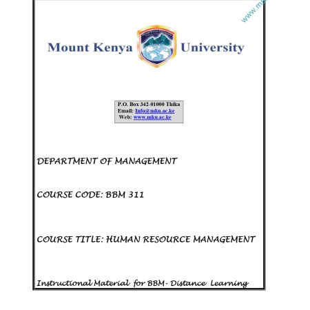 HUMAN RESOURCE MANAGEMENT NOTES (MKU)