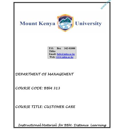 CUSTOMER CARE NOTES (MKU)