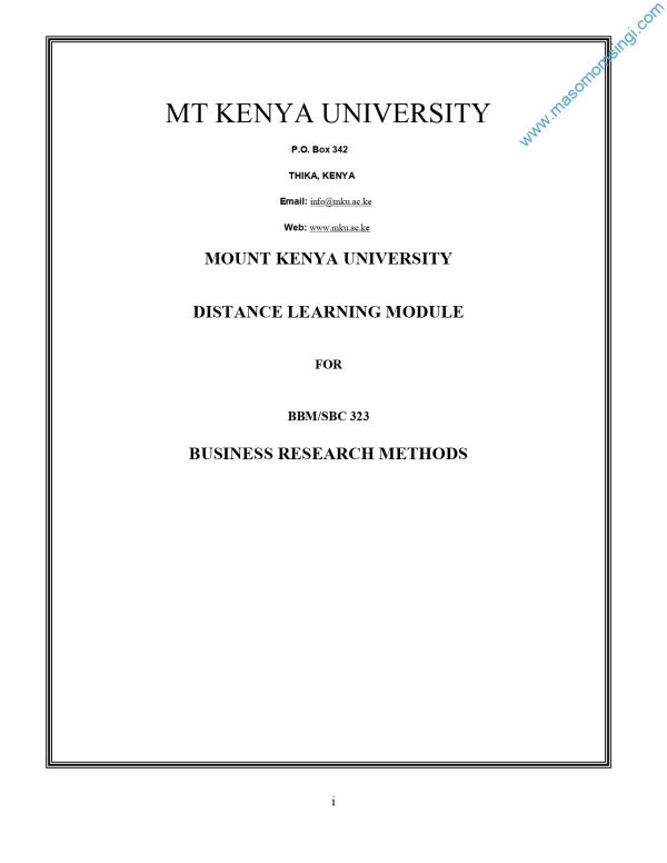 BUSINESS RESEARCH NOTES (MKU)