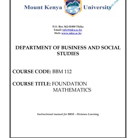 FOUNDATION MATHEMATICS NOTES (MKU)