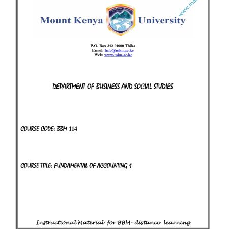 FUNDAMENTAL OF ACCOUNTING I NOTES (MKU)