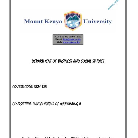 FUNDAMENTALS OF ACCOUNTING II (MKU)