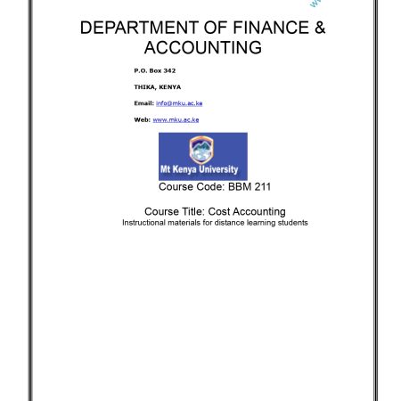 COST ACCOUNTING NOTES (MKU)