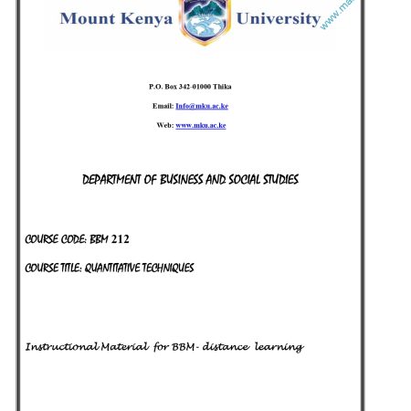 QUANTITATIVE TECHNQUES NOTES (MKU)