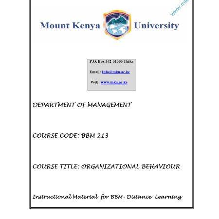 ORGANISATION BEHAVIOUR NOTES (MKU)