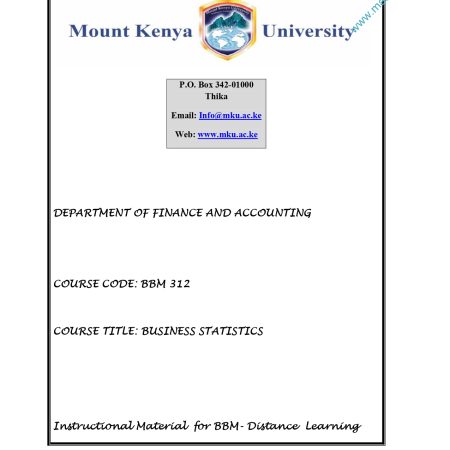 BUSINESS STATISTICS II NOTES (MKU)