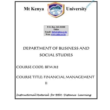 FINANCIAL MANAGEMENT II NOTES (MKU)