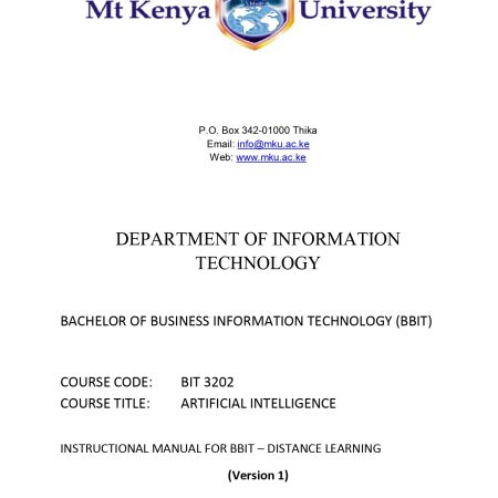 ARTIFICIAL INTELLIGENCE NOTES (MKU)