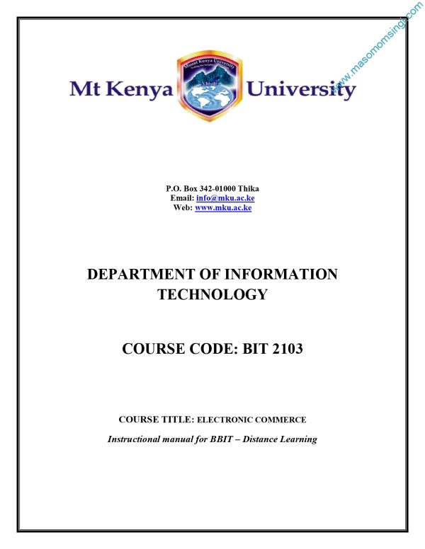 ELECTRONIC COMMERCE NOTES (MKU)