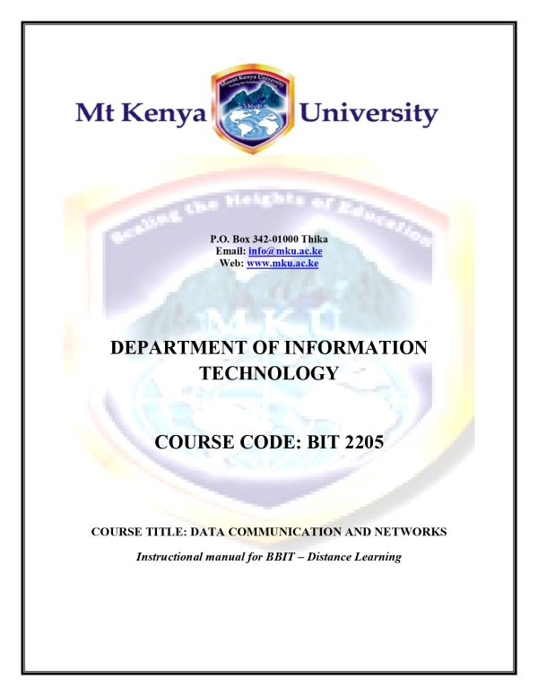 DATA COMMUNICATIONS AND NETWORK NOTES (MKU)