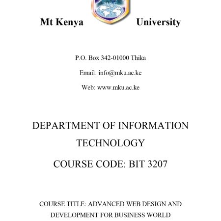 ADVANCED WEB DESIGN AND DEVELOPMENT FOR BUSINESS WORLD NOTES (MKU)