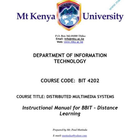 DISTRIBUTED MULTIMEDIA SYSTEMS NOTES (MKU)