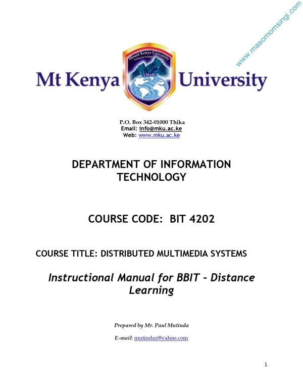 DISTRIBUTED MULTIMEDIA SYSTEMS NOTES (MKU)