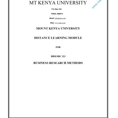 BUSINESS RESEARCH METHODS NOTES (MKU)