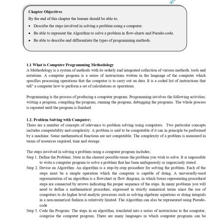 PROGRAMMING METHODOLOGY NOTES (MKU)
