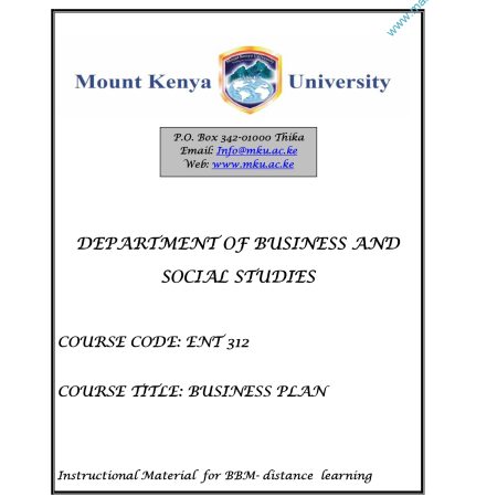 BUSINESS PLAN 2 NOTES (MKU)