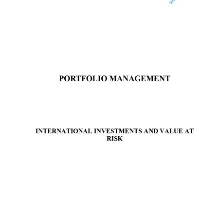International Investment and Value at Risk Notes (Moi Uni)