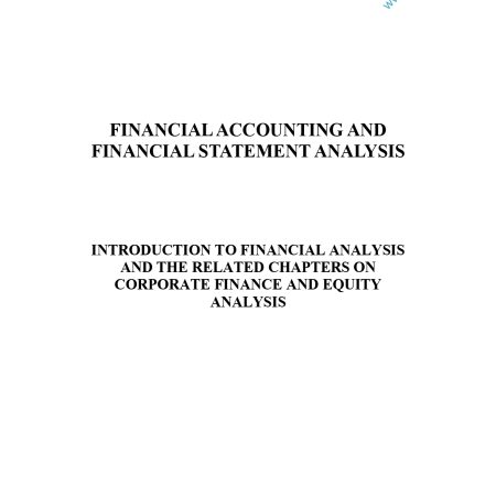Introduction to Financial Analysis and the Related Chapters on Corporate Finance and Equity AnalysisNotes (Moi Uni)