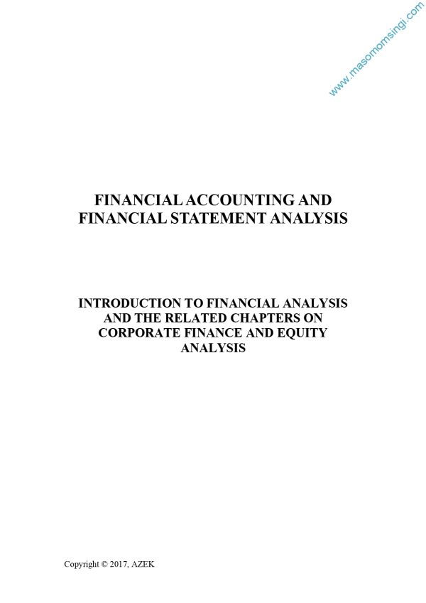 Introduction to Financial Analysis and the Related Chapters on Corporate Finance and Equity AnalysisNotes (Moi Uni)