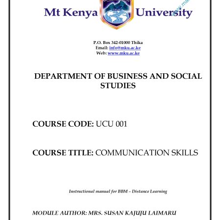 COMMUNICATION SKILLS NOTES (MKU)