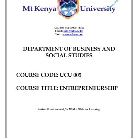 ENTREPRENEURSHIP NOTES (MKU)