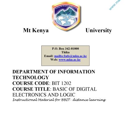 BASIC OF DIGITAL ELECTRONICS AND LOGIC NOTES (MKU)