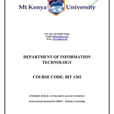 FUNDAMENTALS OF INTERNET NOTES (MKU)